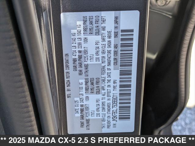 new 2025 Mazda CX-5 car, priced at $33,650