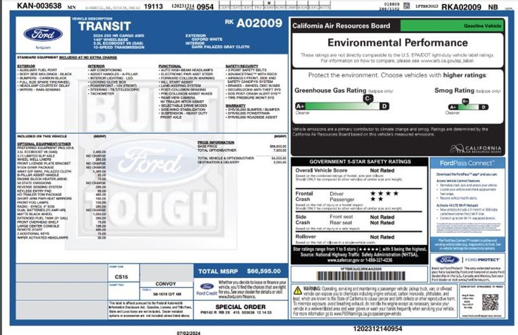 new 2024 Ford Transit-250 car, priced at $66,595