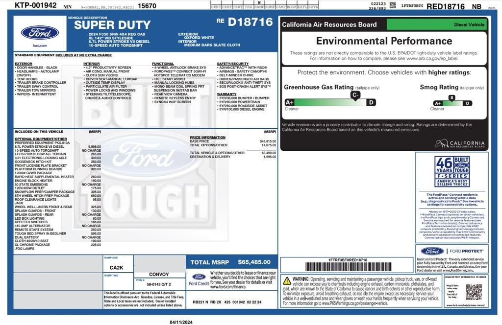 new 2024 Ford F-350 car, priced at $63,485