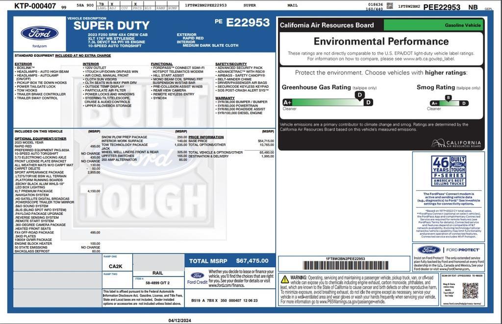 new 2023 Ford F-250 car, priced at $60,000