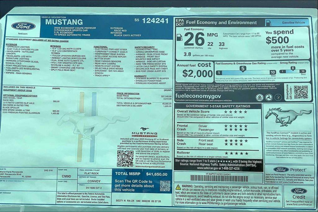 new 2025 Ford Mustang car, priced at $38,933