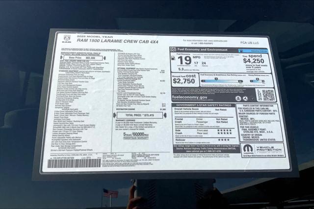 new 2025 Ram 1500 car, priced at $65,415