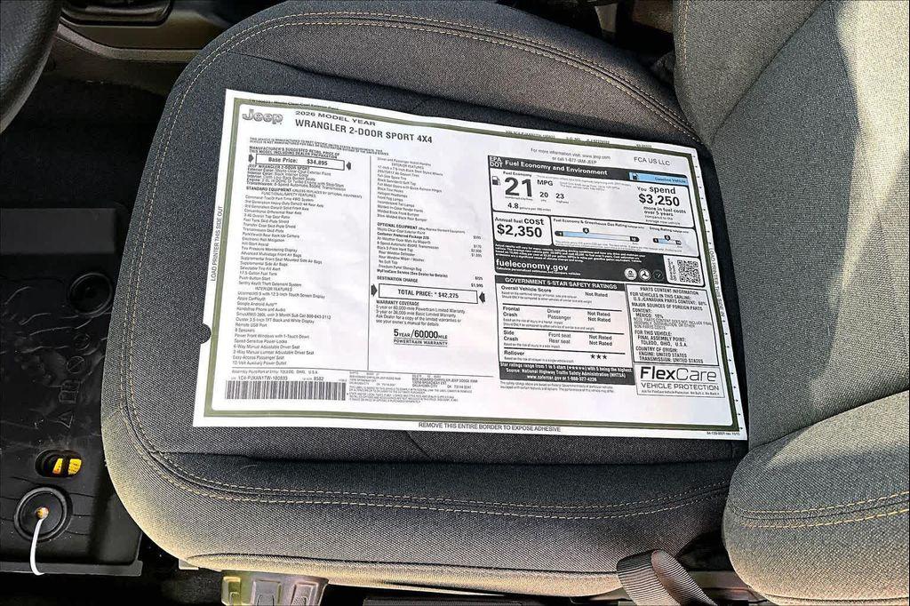 new 2026 Jeep Wrangler car, priced at $36,975