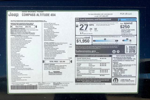 new 2025 Jeep Compass car, priced at $27,355