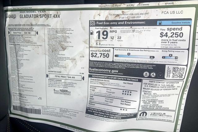new 2025 Jeep Gladiator car, priced at $45,255
