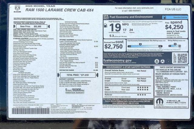 new 2025 Ram 1500 car, priced at $66,010