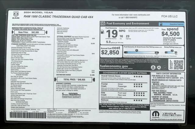 new 2024 Ram 1500 car, priced at $40,995