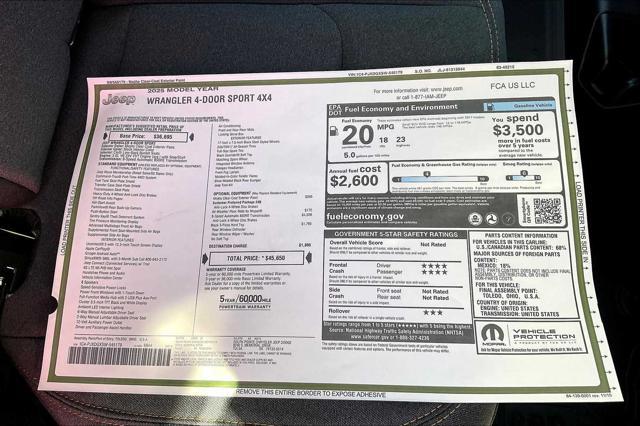 new 2025 Jeep Wrangler car, priced at $43,000