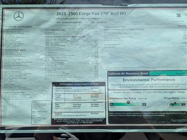 new 2025 Mercedes-Benz Sprinter 2500 car, priced at $69,510