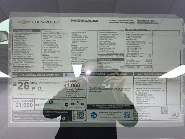 new 2026 Chevrolet Equinox car, priced at $38,093