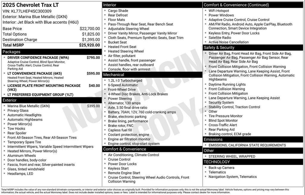 used 2025 Chevrolet Trax car, priced at $23,999