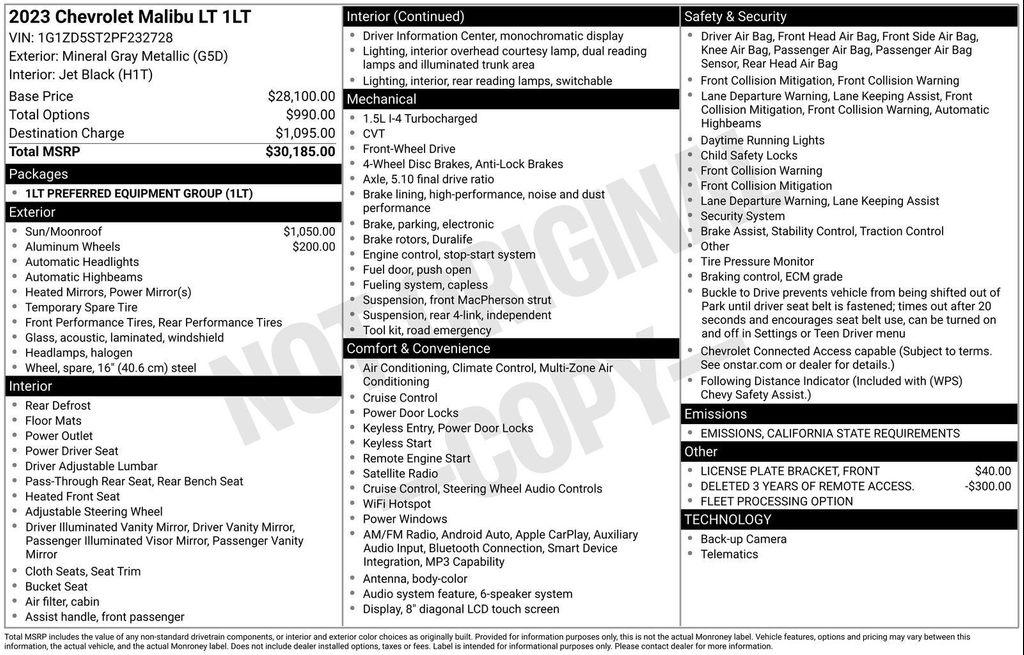 used 2023 Chevrolet Malibu car, priced at $16,988