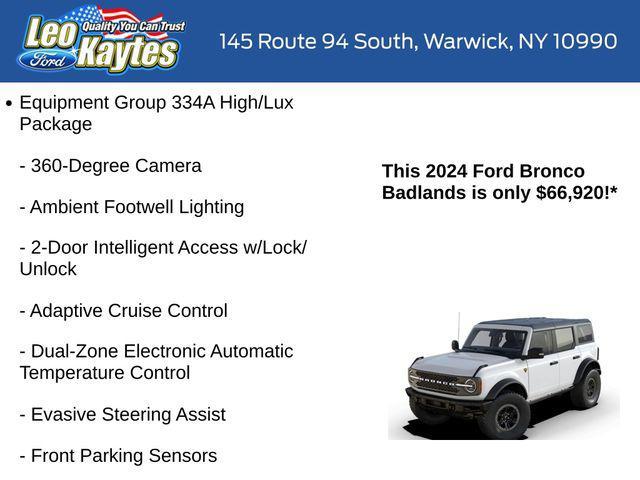 new 2024 Ford Bronco car, priced at $66,920