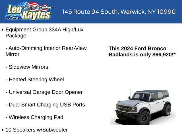 new 2024 Ford Bronco car, priced at $66,920