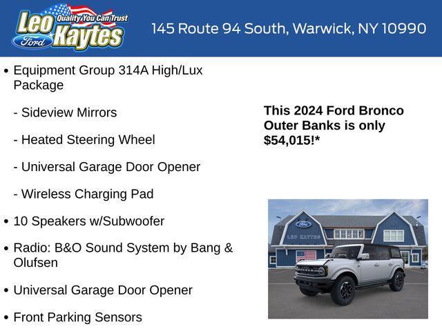 new 2024 Ford Bronco car, priced at $54,015