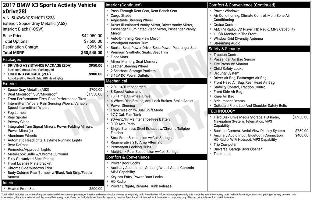 used 2017 BMW X3 car, priced at $10,628