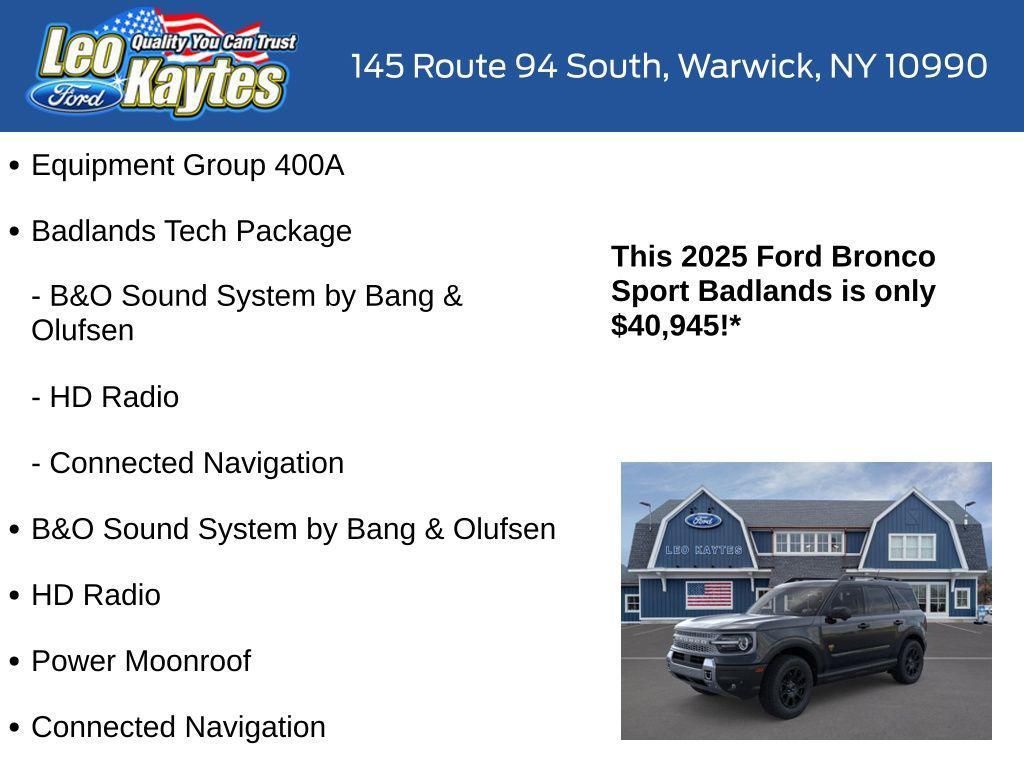 new 2025 Ford Bronco Sport car, priced at $40,945