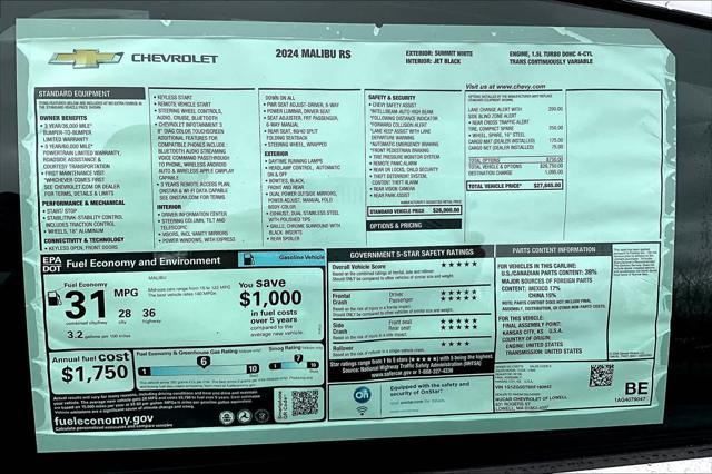 new 2024 Chevrolet Malibu car, priced at $26,095