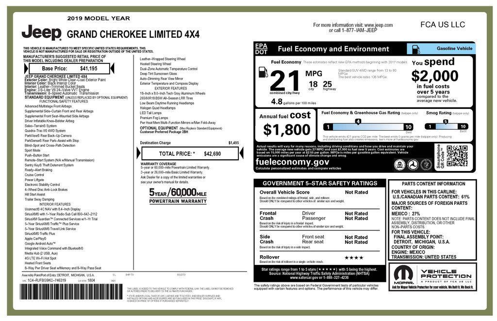 used 2019 Jeep Grand Cherokee car, priced at $19,793