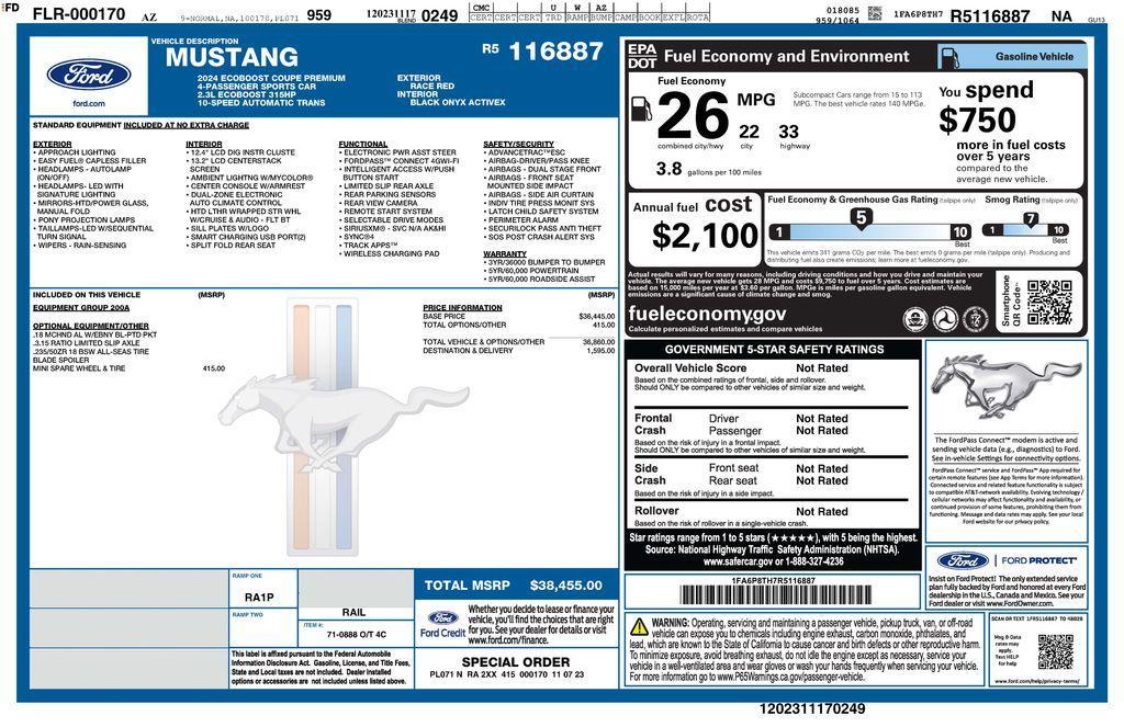 used 2024 Ford Mustang car, priced at $29,573