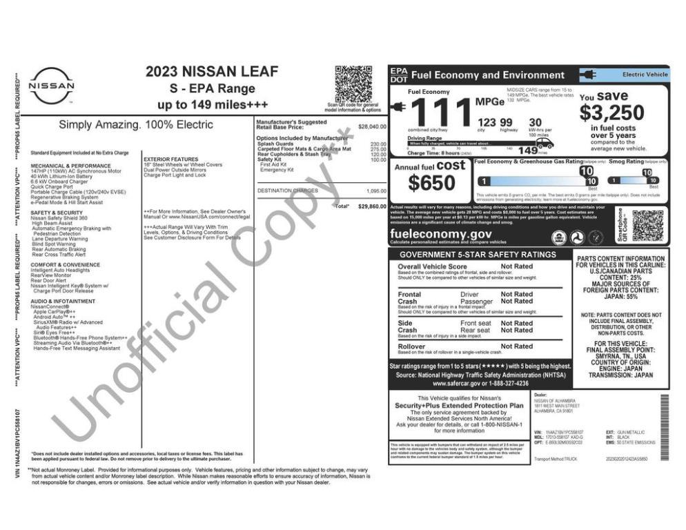 used 2023 Nissan Leaf car, priced at $16,273