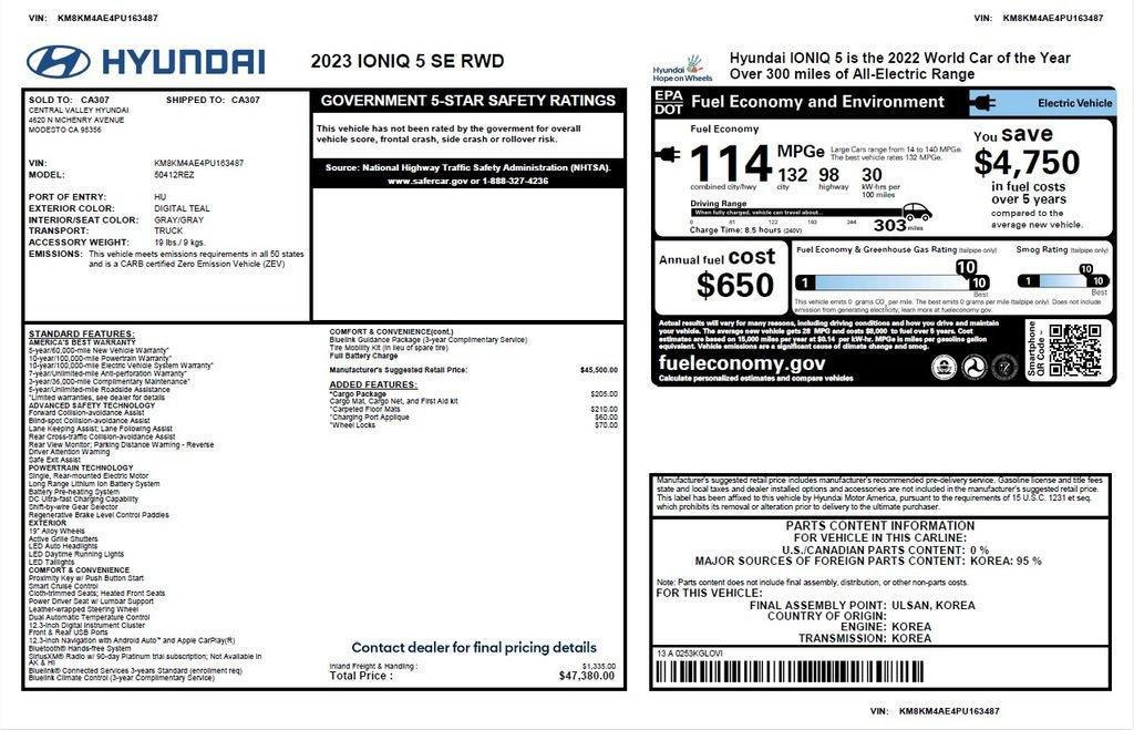 used 2023 Hyundai IONIQ 5 car, priced at $22,673