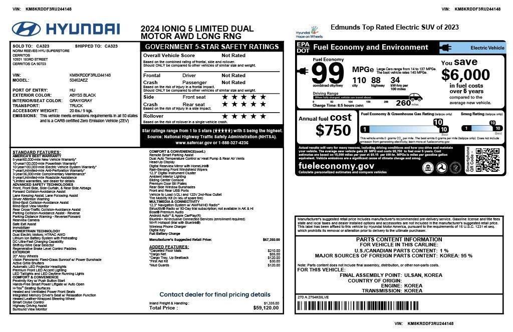 used 2024 Hyundai IONIQ 5 car, priced at $30,575