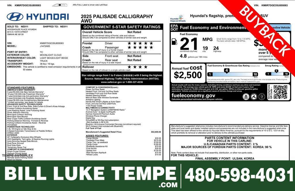 used 2025 Hyundai Palisade car, priced at $43,375
