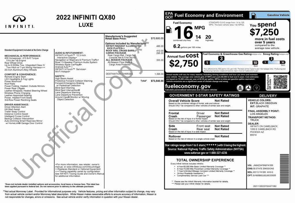 used 2022 INFINITI QX80 car, priced at $36,773