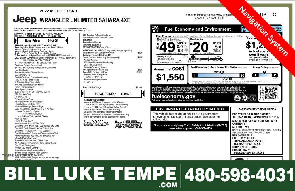 used 2022 Jeep Wrangler Unlimited 4xe car, priced at $32,573