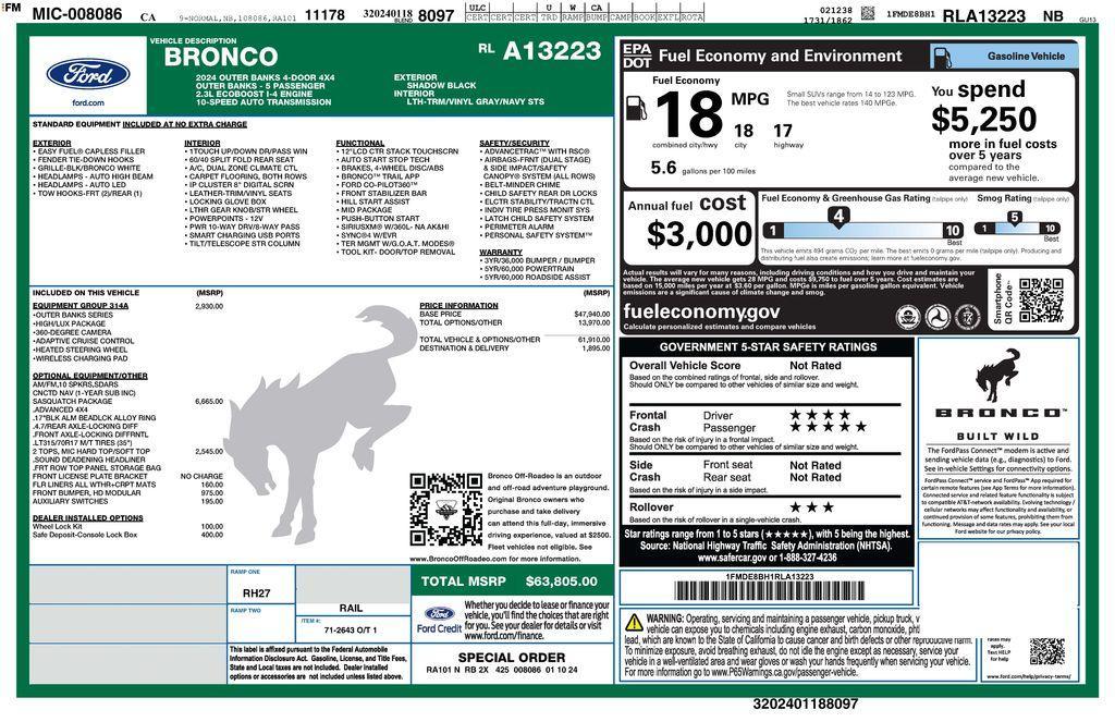 used 2024 Ford Bronco car, priced at $44,073