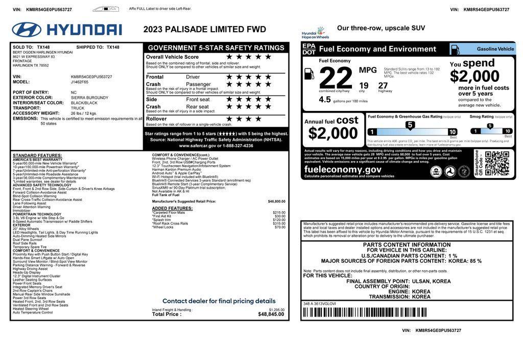 used 2023 Hyundai Palisade car, priced at $31,773