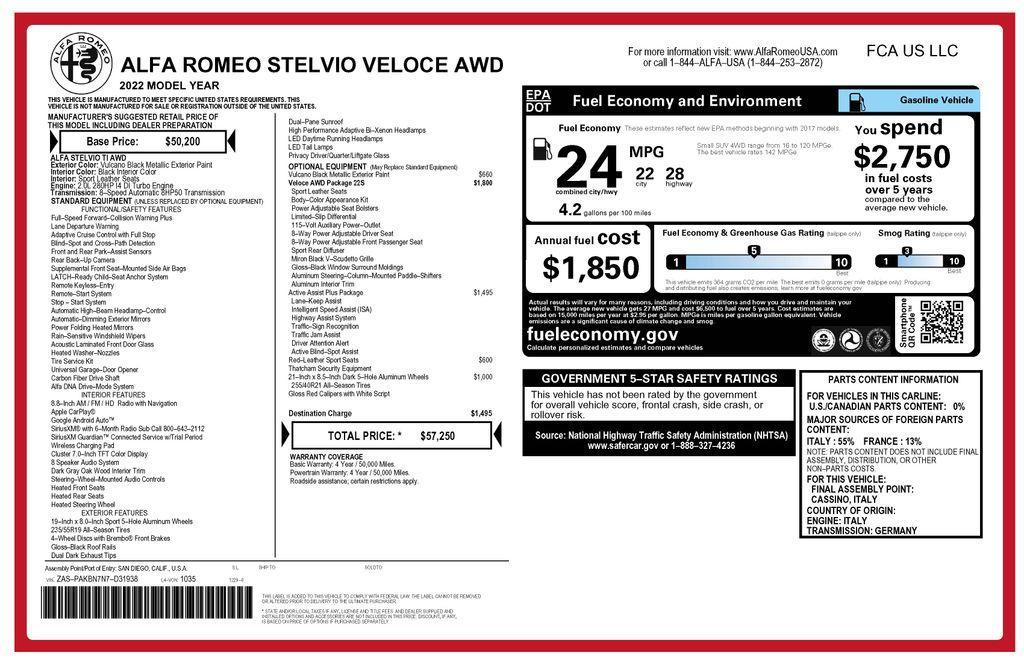 used 2022 Alfa Romeo Stelvio car, priced at $27,573