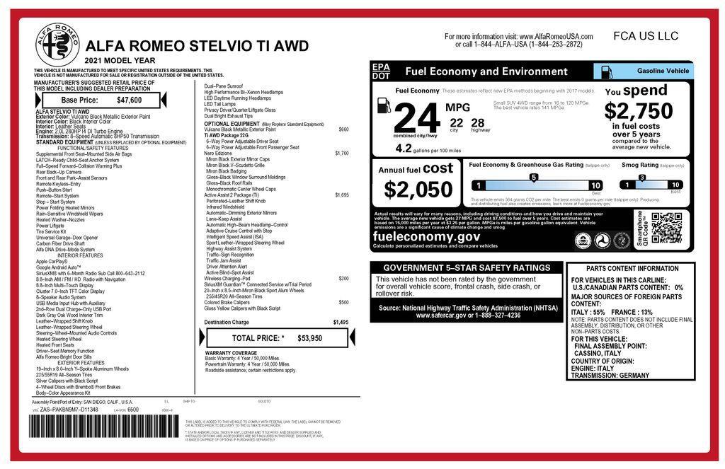 used 2021 Alfa Romeo Stelvio car, priced at $21,475