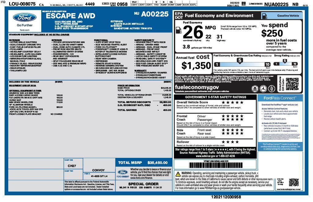 used 2022 Ford Escape car, priced at $23,973