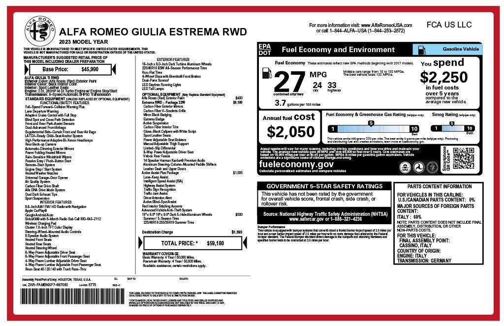 used 2023 Alfa Romeo Giulia car, priced at $29,973