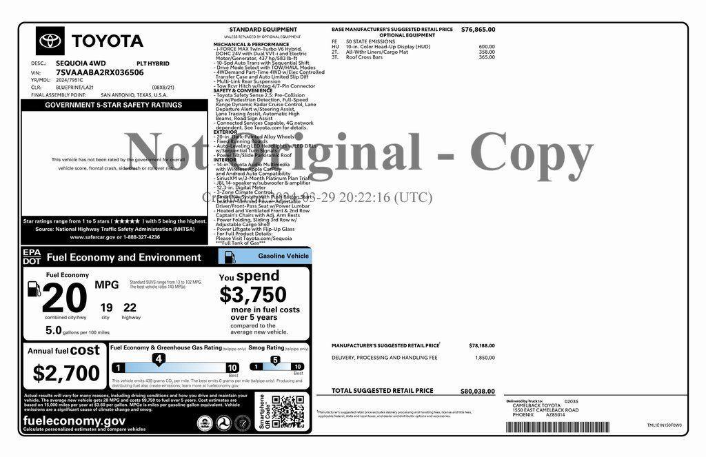 used 2024 Toyota Sequoia car, priced at $69,973