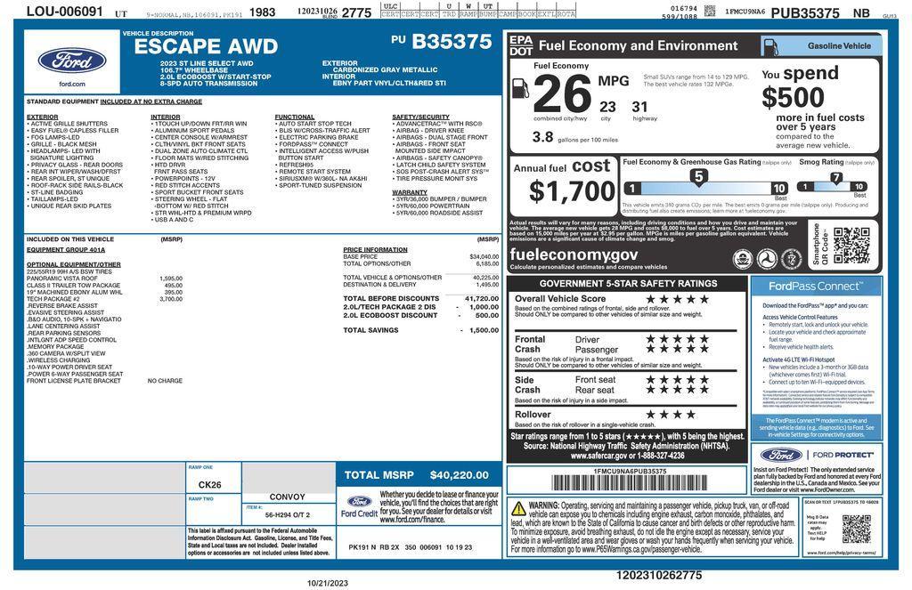used 2023 Ford Escape car, priced at $30,973