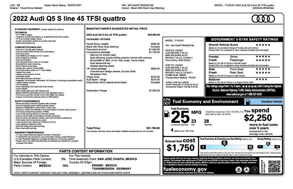 used 2022 Audi Q5 car, priced at $31,373