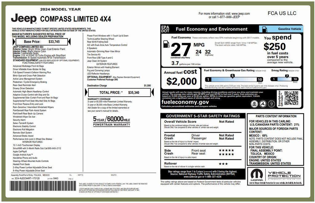 used 2024 Jeep Compass car, priced at $24,173