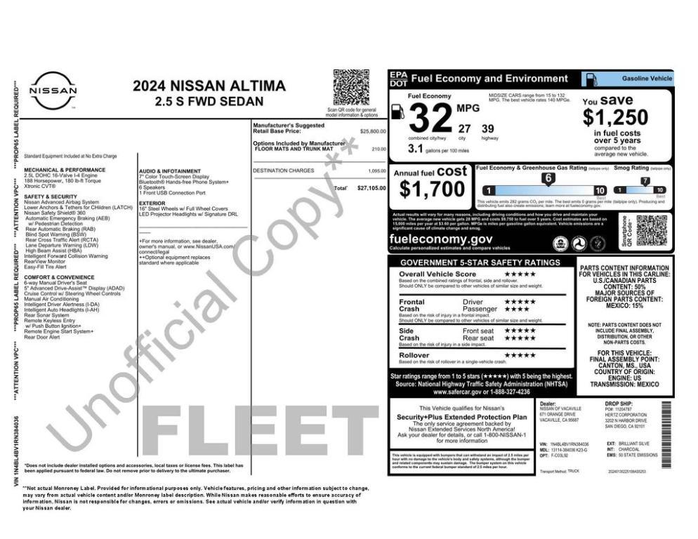 used 2024 Nissan Altima car, priced at $18,973