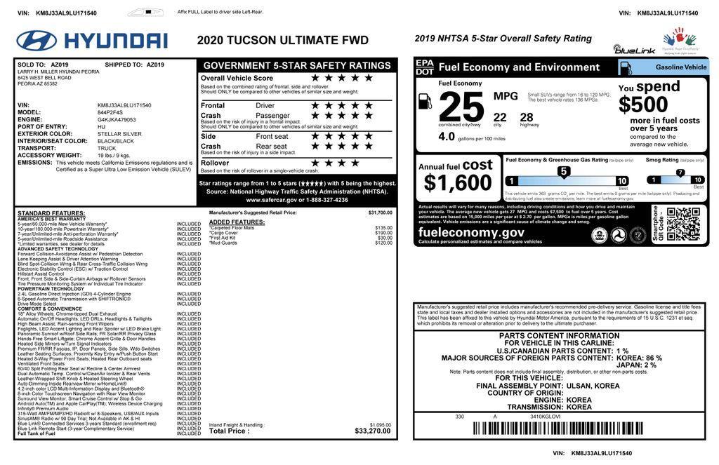 used 2020 Hyundai Tucson car, priced at $20,273