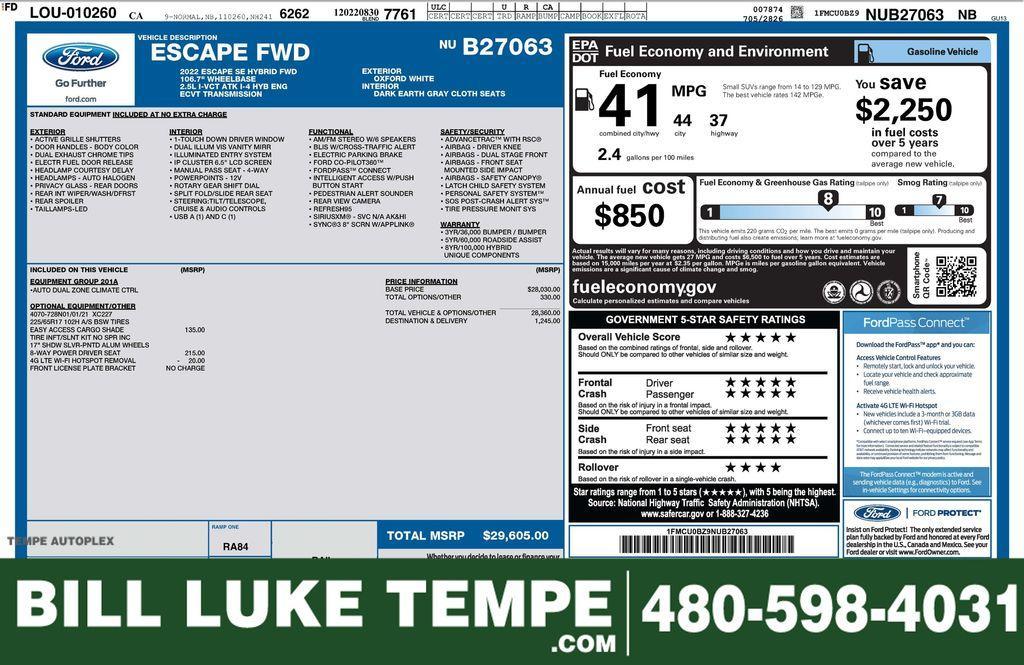 used 2022 Ford Escape car, priced at $19,973