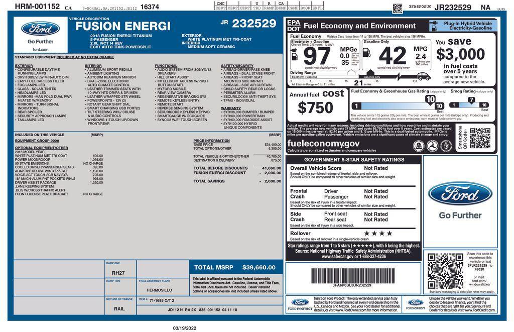 used 2018 Ford Fusion Energi car, priced at $12,688
