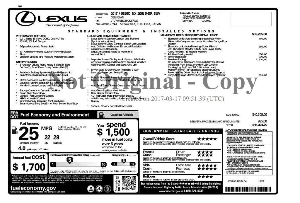 used 2017 Lexus NX 200t car, priced at $24,673