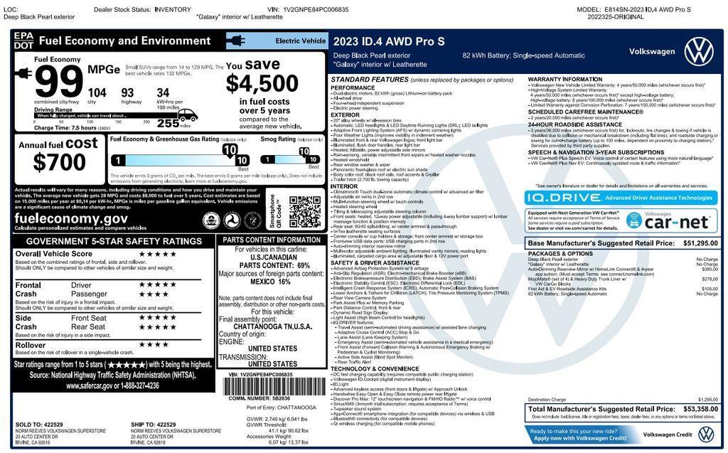 used 2023 Volkswagen ID.4 car, priced at $22,375