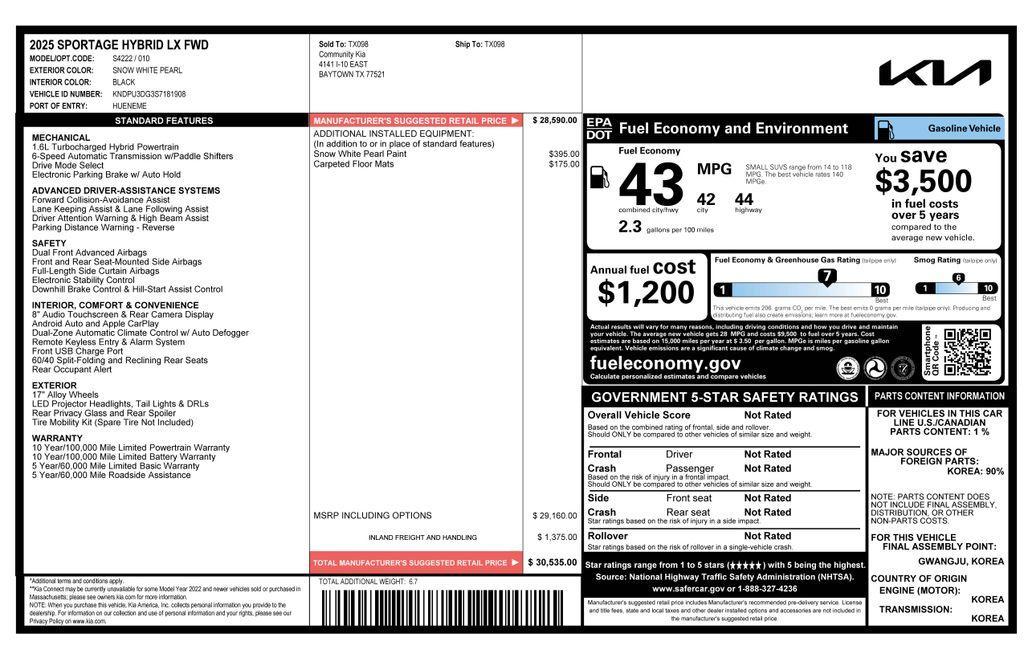 used 2025 Kia Sportage Hybrid car, priced at $24,773