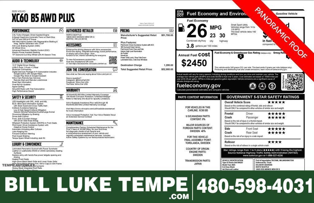 used 2025 Volvo XC60 car, priced at $35,973