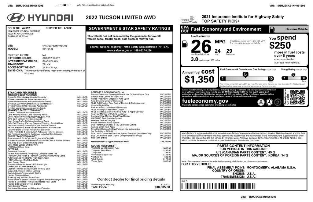 used 2022 Hyundai Tucson car, priced at $20,975