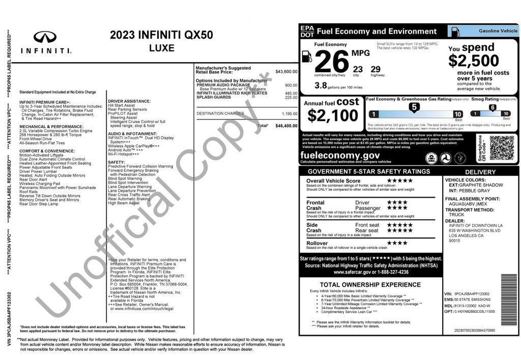 used 2023 INFINITI QX50 car, priced at $31,473